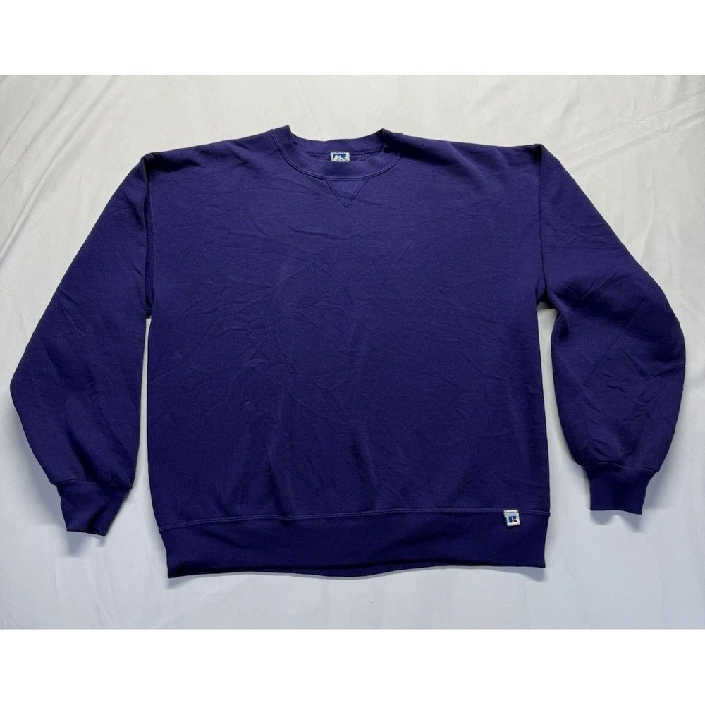 vintage Russell Athletic USA Made Crewneck Sweatshirt Purple XL Pullover logo